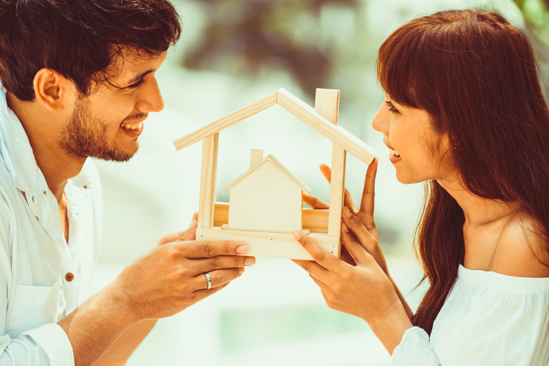 Young couple planning to buy a house concept.